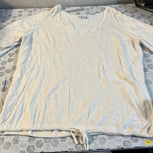 Old Navy XL White 3/4 Sleeve Tie Waist Scoop Neck Blouse